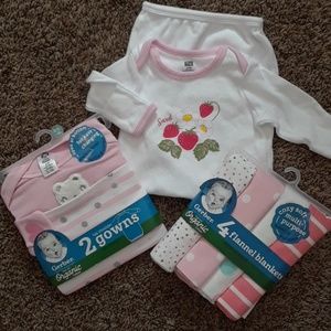 Lot of Baby Girl Gowns and Receiving Blankets